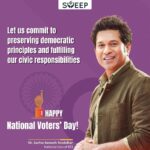 Sachin Tendulkar Instagram - Just like every run counts in cricket, every vote counts in democracy. Let’s step up this #NationalVotersDay and play our part. Your vote is your voice - make it heard. 🗳️ #NVD2024 #ECI #IVote4Sure