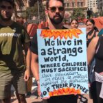 Saffron Burrows Instagram – I love a good banner. Climate march #dtla #ClimateStrike #fridaysforfuture @greenpeace_la @greenpeace @greenpeaceuk