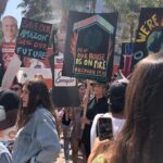 Saffron Burrows Instagram - marching today downtown LA #climatestrike #fridaysforfuture @janefonda @gretathunberg