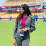 Sahana Sarvesh Instagram - Super happy to collaborate with @icc @meta as one of the 50 creators from India. SO stunned to witness the amount of work and discipline that goes behind every match. What an unforgettable experience! 😍 Thank you @anderson.samuel.r @metaindia for the opportunity ♥️💃🏽 #cwc2023 #cwc23 #metasuper50 Chepauk Stadium