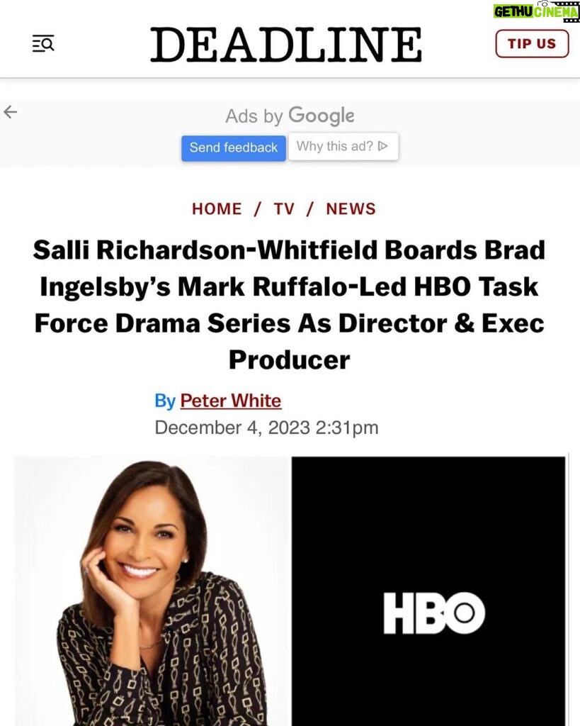 Salli Richardson-Whitfield Instagram - It looks like another exciting year is on the horizon. There is nothing better than working with an extraordinary Writer, and fantastic actors. @hbo @hbomaxes