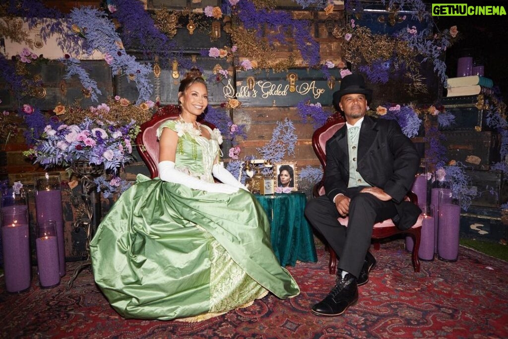 Salli Richardson-Whitfield Instagram - So my husband completely outdid himself this weekend and surprised me with a Gilded Age themed 55th birthday party. The love and thoughtfulness that was taken to achieve such a beautiful night was felt by all. @alldondre you are such a beautiful thoughtful husband and I love and appreciate you more as the years go on. #husbandgoals And I cannot forget @cairoscustomevents @jocelyndcrawford for helping bring this party to life. Photo dump, and video to come next.