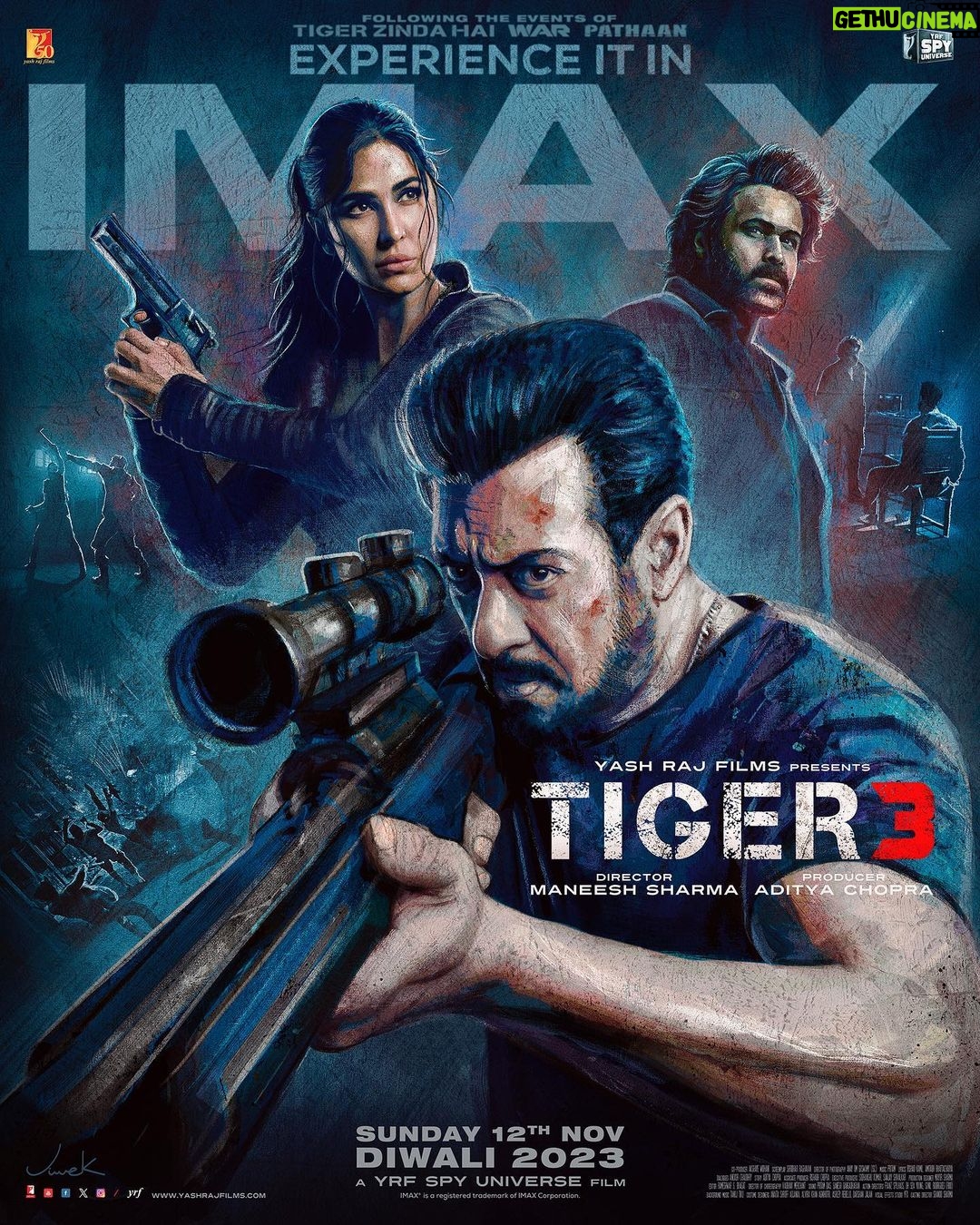 Salman Khan Instagram - Just 5 days to go! Experience #Tiger3 in @IMAX this Sunday, 12th Nov onwards. Book your tickets now *link in bio* @katrinakaif | @therealemraan | #ManeeshSharma | @yrf | #YRF50 | #YRFSpyUniverse