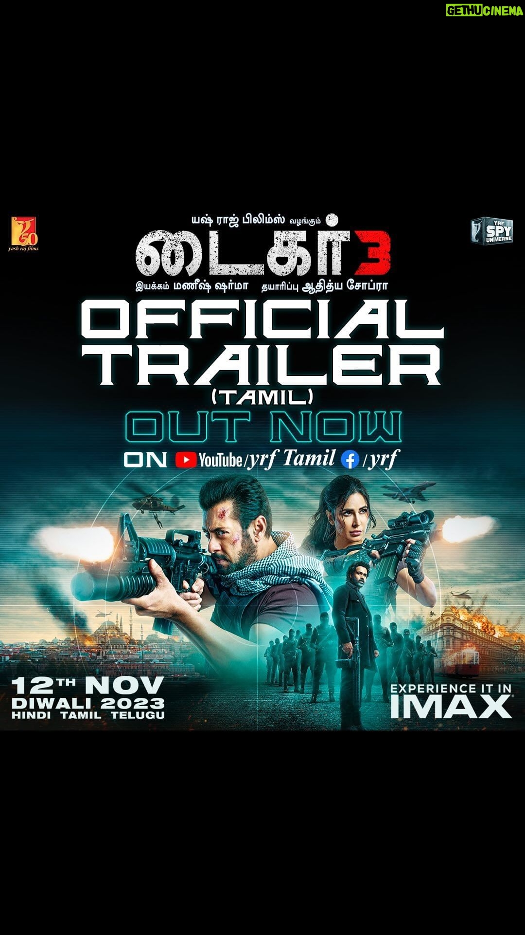 Salman Khan Instagram - டைகர்-அ பகைச்சுக்கிட்டா எல்லாருக்கும் அழிவுதான். இந்த முறை ஆட்டமே வேற! இப்பொழுதே #Tiger3Trailer -ஐ காணுங்கள் வருகிறது (Link in bio) #Tiger3 உங்கள் அபிமான திரையரங்குகளில் நவம்பர் 12 முதல். Tiger-ah pagaichukitta ellarukum azhivudhan. Indha murai aattame vera! Ippozhudhe #Tiger3Trailer -ai kaanungal. varugiradhu #Tiger3 ungal abimana thiraiyarangugalil november 12 mudhal. Releasing in Hindi, Tamil & Telugu. @katrinakaif | @therealemraan | #ManeeshSharma | @yrf | #YRF50 | #YRFSpyUniverse