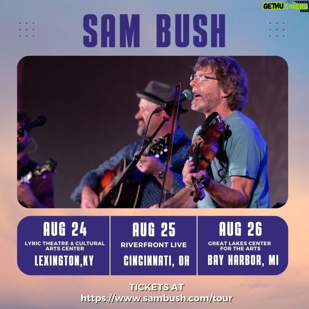 Sam Bush Instagram - This time next week Sam and band are playing back to back shows Thursday, Friday, and Saturday in Lexington, KY, Cincinnati, OH and Bay Harbor, MI! Tickets are going fast, so get yours quick for the chance to catch these guys in action. It's going to be a great weekend of newgrass! Tickets and info: https://www.sambush.com/tour #sambush #sambushband #newgrass #bluegrass #lexington #cincinnati #bayharbor