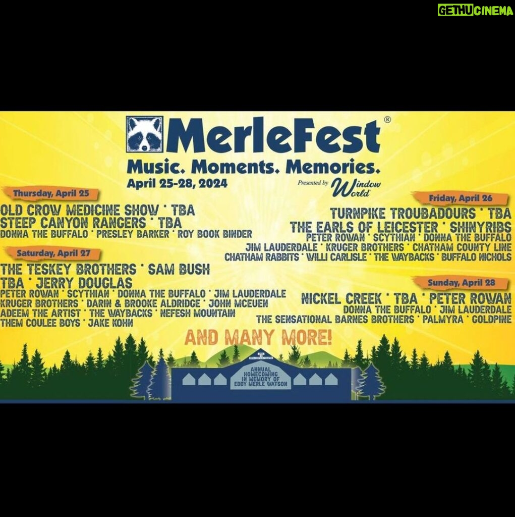 Sam Bush Instagram - The @merlefest 2024 lineup is here! Sam is coming home once again for this special festival. It's going to be another great year in Wilkesboro, NC! Tickets are on sale now: https://merlefest.org/purchase/ #sambush #sambushband #newgrass #bluegrass #merlefest #wilkesboro #northcarolina
