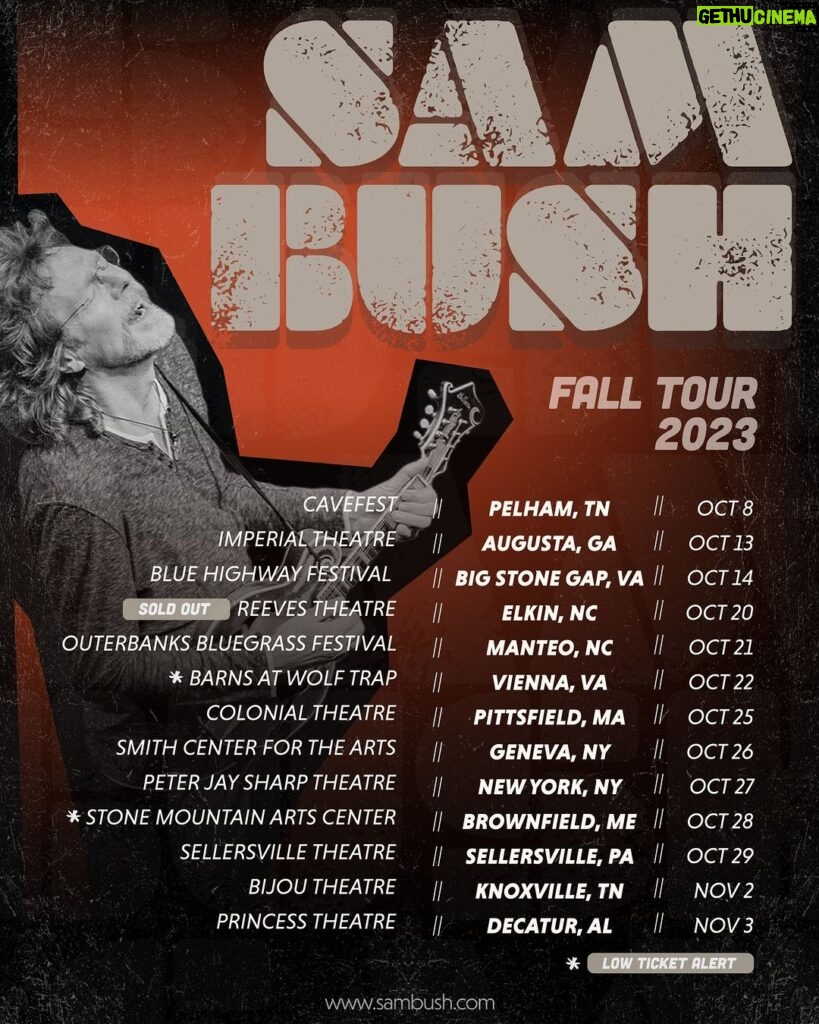 Sam Bush Instagram - Sam and band have your fall newgrass entertainment covered! Check out Sam’s upcoming tour dates, and secure your spot for a show near you. Several dates are already almost sold out, so there's no time to waste! Tkts and info: https://www.sambush.com/tour #sambush #sambushband #newgrass #bluegrass #falltour