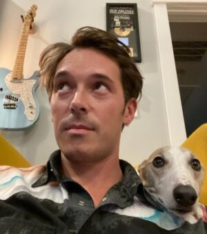 Sam Palladio Instagram - Missing this studio pup today ❤️ @riverthewhippet
