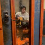 Sam Palladio Instagram - Cooking up some tunes in London with @connors_danny & @andyhallhall. Using an AA battery as a slide guitar Battersea Power Station