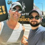 Samm Levine Instagram - “I mean, if you don’t post about it, does it even count as picketing?” Me, to @mikekalinowski, AKA “Strikey Mikey” #SAGAFTRAstrong #WGAstrong #IVoted