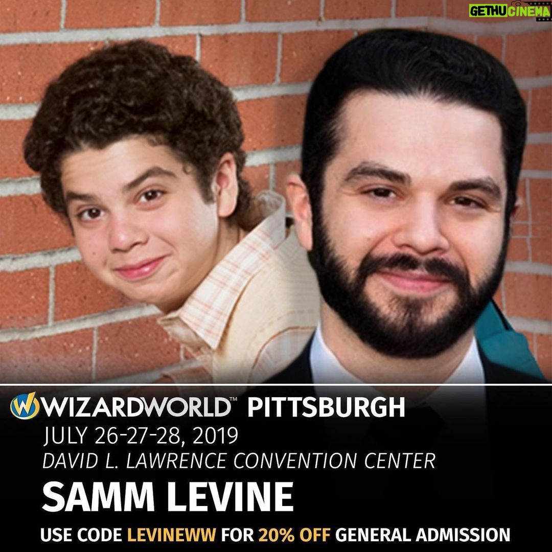 Samm Levine Instagram - Hey Pittsburgh! I’ll be at this year's @WizardWorld July 26-28! Use my code (LEVINEWW) to get 20% OFF admission, then come say hello! We can high five and talk about how I haven't aged a day in 20 years! TICKET LINK IN BIO! #WizardWorldPITTSBURGH #WizardWorld