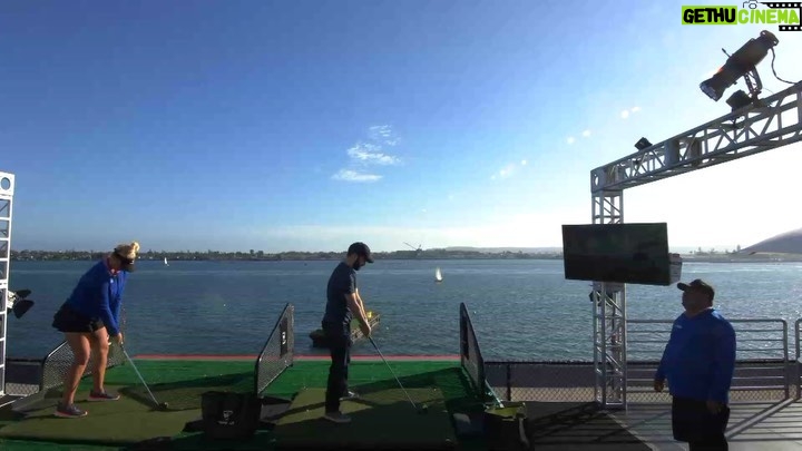 Samm Levine Instagram - When @topgolf invites you to hit balls off the USS Midway into San Diego Bay, you say yes. Even if you aren’t a golfer. And I am not a golfer. #BeginnersLuck #TopGolf #SDCC