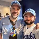 Samm Levine Instagram - Not sure why he keeps calling the baseball diamond “the pitch,” but I’m very happy to have this man stateside again. #BigSlickKC #Sudeikis Kauffman Stadium