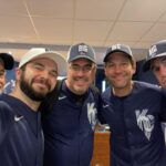 Samm Levine Instagram - After three long years, @BigSlickKC is back, baby!! We’re all dressed up and ready for a little softball in this charming and reliable Kansas City heat and humidity! #JewSweat #BigSlickKC Kauffman Stadium