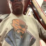 Samuel L. Jackson Instagram - Double Goodness, Wrap Day & World Elephant Day!! Had to break out my pachypants!!Fury chills, Doaker begins Monday👊🏾👊🏾#secretinvasion#thepianolessononbroadway#pachydermday