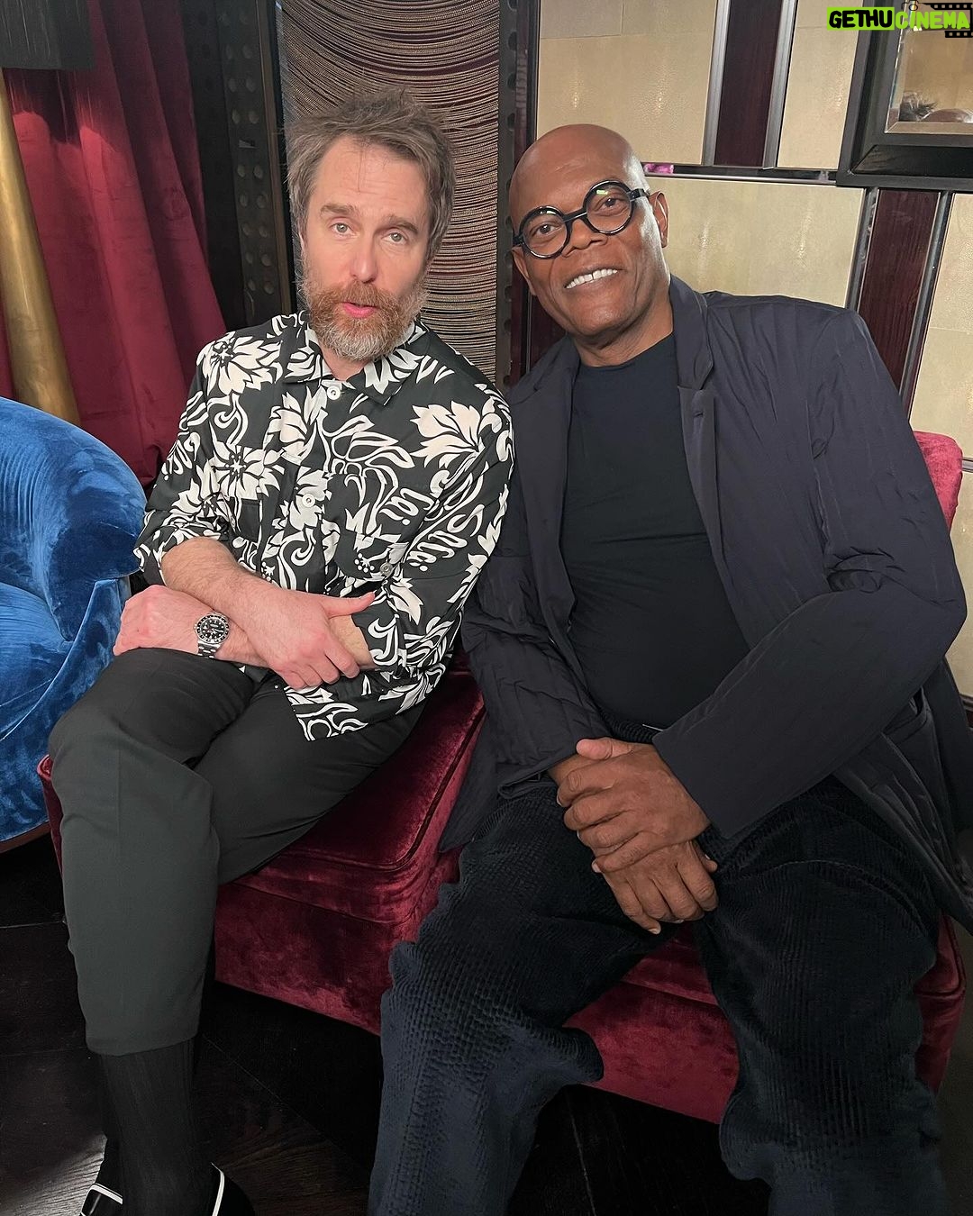 Samuel L. Jackson Instagram - Big ARGYLLE energy with Matthew Vaughn š§¦ā and some of my @argyllemovie castmates!! P.S. Iāve starred in 4 movies with Sam Rockwell but this is the first time we been on-screen together. 30 years in the making peopleā¼ļø