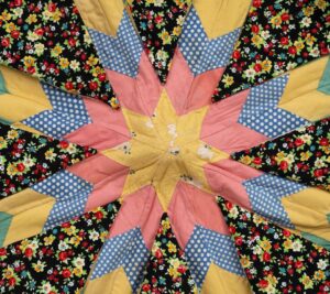 Sanford Biggers Instagram - Find me at booth A1 with @massimodecarlogallery for Frieze NYC 🙏🏿

“Soft Geometries, is the presentation of a solo project by New York-based conceptual artist Sanford Biggers.

At Frieze New York, Biggers unveils a survey of new vibrant sculptural quilts that defy traditional artistic boundaries. The new works included in Soft Geometries are part of Biggers’ Codex series, which are infused with a lexicon of layered histories and symbols drawn on an expansive array of references.

The Codex series include mixed media paintings and sculptures done directly on or made from pre-1900 antique quilts. This process, like linguistic code-switching, recognizes language plurality, as the quilts signal their original creator’s intent and the new layers of meaning given to them through Biggers’ artistic intervention.

Biggers uses history as a malleable material, which he repurposes
and reinterprets, connecting temporalities of the past and future in homage to the stories of objects while allowing for new conceptual possibilities – what the artists call “future ethnographies.” Materializing history, Biggers positions himself as a collaborator of the past while also examining the current sociopolitical landscape. Biggers repurposes antique quilts to explore their iconographic importance as a kind of secret language, delving into the long-debated historical narrative that such quilts signaled safe spaces along the Underground Railroad.” - @massimodecarlogallery 

📸: @daniel_greer 

1: Fire Flower, 2023
Antique quilt, assorted textiles Approx.
63 × 63 × 5 in
160 × 160 × 12.7 cm

3: Soft Geometry, 2023
Antique quilts, assorted textiles Approx.
38 x 38 in
96.5 × 96.5 cm

5: Boogie Down (BX Boogie Woogie), 2023
Antique quilts, birch plywood, gold leaf
59 3/8 x 31 1/2 x 14 7/8 in

#StudioSanfordBiggers #FriezeNY #NewYork #MASSIMODECARLO