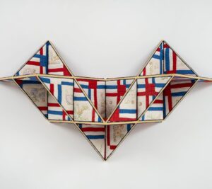 Sanford Biggers Instagram - Find me at booth A1 with @massimodecarlogallery for Frieze NYC 🙏🏿

“Soft Geometries, is the presentation of a solo project by New York-based conceptual artist Sanford Biggers.

At Frieze New York, Biggers unveils a survey of new vibrant sculptural quilts that defy traditional artistic boundaries. The new works included in Soft Geometries are part of Biggers’ Codex series, which are infused with a lexicon of layered histories and symbols drawn on an expansive array of references.

The Codex series include mixed media paintings and sculptures done directly on or made from pre-1900 antique quilts. This process, like linguistic code-switching, recognizes language plurality, as the quilts signal their original creator’s intent and the new layers of meaning given to them through Biggers’ artistic intervention.

Biggers uses history as a malleable material, which he repurposes
and reinterprets, connecting temporalities of the past and future in homage to the stories of objects while allowing for new conceptual possibilities – what the artists call “future ethnographies.” Materializing history, Biggers positions himself as a collaborator of the past while also examining the current sociopolitical landscape. Biggers repurposes antique quilts to explore their iconographic importance as a kind of secret language, delving into the long-debated historical narrative that such quilts signaled safe spaces along the Underground Railroad.” - @massimodecarlogallery 

📸: @daniel_greer 

1: Fire Flower, 2023
Antique quilt, assorted textiles Approx.
63 × 63 × 5 in
160 × 160 × 12.7 cm

3: Soft Geometry, 2023
Antique quilts, assorted textiles Approx.
38 x 38 in
96.5 × 96.5 cm

5: Boogie Down (BX Boogie Woogie), 2023
Antique quilts, birch plywood, gold leaf
59 3/8 x 31 1/2 x 14 7/8 in

#StudioSanfordBiggers #FriezeNY #NewYork #MASSIMODECARLO