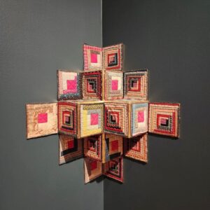 Sanford Biggers Instagram - 👁️ ‘Fools Gambit’ @skirball_la as part of their current exhibition “Fabric of a Nation: American Quilt Stories.”

On view through March 12, 2023.

📸: @grantalexandra 
Fool’s Gambit, 2019. 
Antique quilt, birch plywood, gold leaf. 39.75h x 35.75w.

#studiosanfordbiggers #quilting #history #quiltart