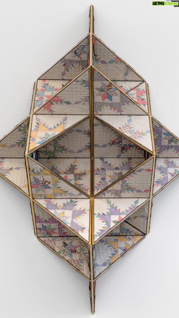 Sanford Biggers Instagram - 👁️ ‘Back to the Stars’ before it closes next Friday, November 3rd ✨ “Sanford Biggers takes us through his forth solo exhibition with moniquemeloche, ‘Back to the Stars’, extended through November 3.” 📝@moniquemeloche Image: Venus Sutra, 2023. Antique quilts, birch plywood, gold leaf, 73 x 51 1/2 x 18 in #studiosanfordbiggers #BacktotheStars #quilting #hybrid #history #chimera # Monique Meloche Gallery