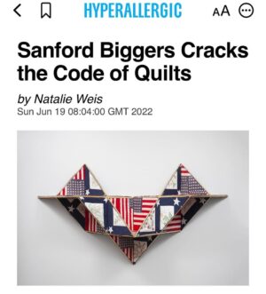 Sanford Biggers Instagram - ✨🙏🏿✨ @natalieelizabethweis @hyperallergic 

‘Codeswitch’ is on view @speedartmuseum until June 26th.

Blossom Study (2014), antique quilt, assorted textiles, acrylic, spray paint, 86 1/2  x 84 1/2 inches 

#studiosanfordbiggers #codeswitch #quilting #history #blackhistory #juneteenth #quiltart