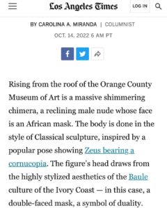 Sanford Biggers Instagram - 🙏🏿to @cmonstah for the beautiful interview for @latimes. Thanks to @dania_maxwell for capturing the moment 📸 and @ocmamuseum for the invitation. #studiosanfordbiggers #ocma #latimes #sculpture OCMA / Orange County Museum of Art