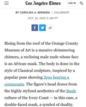 Sanford Biggers Instagram - 🙏🏿to @cmonstah for the beautiful interview for @latimes.
Thanks to @dania_maxwell for capturing the moment 📸 and @ocmamuseum for the invitation. 

#studiosanfordbiggers #ocma #latimes #sculpture