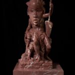 Sanford Biggers Instagram - 👁 Nile, 2022 featured in ‘The Extinction Agenda’ @massimodecarlogallery (closed on 6/4/22) The body is based off of a French sculpture from the 1800s that was called La Seine. The figure is based off of a river god. And the river god is an archetype that you see in a lot of Greco-Roman history as well as other cultures, representing, you know, the force and strength and power and mystery of rivers. And I've been fascinated with that motif so some of those figures are in this particular show. I was playing with the names and of course La Seine represents the river in France and in this case, I renamed it Nile because of the presence of another hybridized African mask that's on top of the figure. Nile is made out of 'Rosso Cardinale' marble, and one of the things that really draws me to it is the very beautiful hue, that sort of reddish pinkish clayish type of colour and the very distinctive veining that goes through it almost like a river itself. #hybrid #history #sculptureart #studiosanfordbiggers #marble Massimo De Carlo, Hong Kong