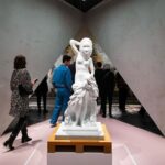 Sanford Biggers Instagram - 👁️ Andromeda (2021) Currently on view @wereldmuseum.leiden as part of the group exhibition: Brilliant Light/ In Schitterend Licht This exhibition celebrates the richness and diversity of art from Africa and its diaspora and offers a dynamic dialogue between the present and the recent past. Immerse yourself in the many different worlds of artists and discover how they are influenced by the past in the present. Guest curator Azu Nwagbogu @azubogu created the exhibition by pairing masterpieces from the collection of the Wereldmuseum with work by contemporary artists, seeking to provide answers to some of the most urgent questions of our times. Andromeda, 2021 White marble 50 × 19 1/8 × 12 6/8 in 127 × 48.6 × 32.46 cm #studiosanfordbiggers #andromeda #chimera Museum Volkenkunde Leiden