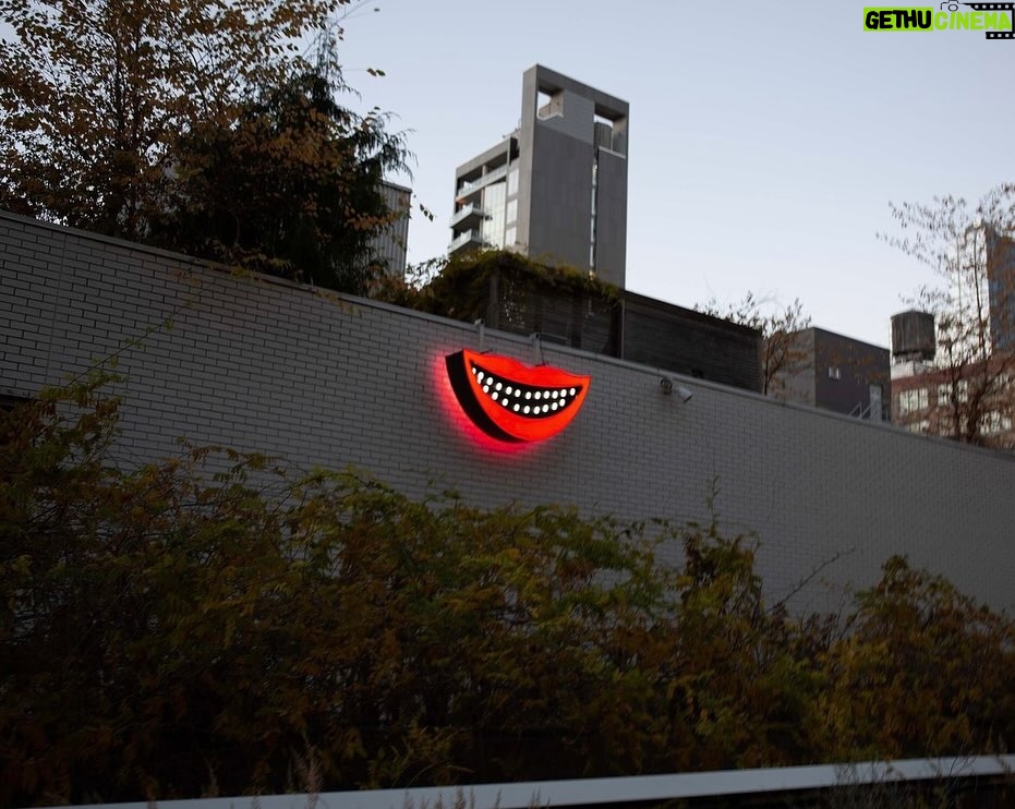 Sanford Biggers Instagram - Cheshire (Janus) (2023) is currently on view from the High Line- between the 23rd and 26th street entrances 🙏🏿 “This wide grin—a Cheshire Cat smile-is a frequent motif in Biggers’s oeurve. Employed throughout his work in sculpture, his video practice, and in his quilt-based Codex works-and presented at varying levels of legibility— the work makes reference to Lewis Carroll’s Cheshire cat as well as the racist caricatures of 19th-century minstrel shows. Biggers complicates and questions these signifiers, ultimately offering new understandings of collective mythologies and traditions.” - @marianneboeskygallery Cheshire (Janus), 2023. Unique within a series. Aluminum, plexiglass, LEDs, timer. 30 1/2 × 51 1/4 x 12 3/4 inches, 77.5 x 155.6 x 32.4 #studiosanfordbiggers #janus #cheshirecat #coded #history Highline
