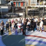 Sanford Biggers Instagram - Tremendous thanks to the @my_homecourt team, @jamileelacy, @pcgalleries, @elevated_thought and all the students who helped bring the work to the court 🏀 Let’s continue to celebrate the quilts that are our communities ✨ 📸 2,3: @katedelaney #studiosanfordbiggers #quilting #patchwork #community #history Providence, Rhode Island