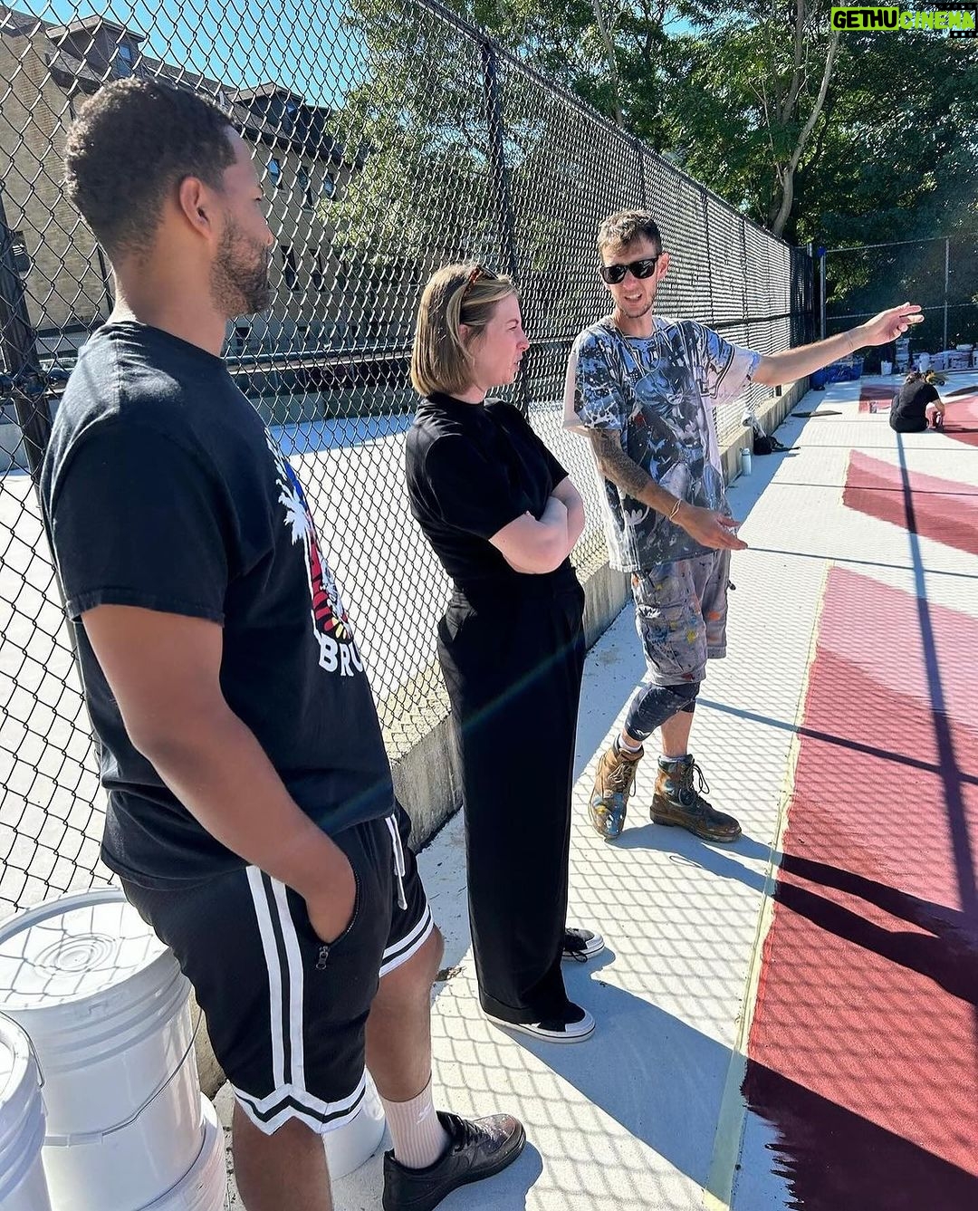 Sanford Biggers Instagram - Coming Soon @my_homecourt 🤫 Via @katemcn “Sneak peek of My HomeCourt's 2023 court mural designed by Sanford Biggers! Biggers will be in town tomorrow for a talk at RISD with MHC board member and this year's project curator Jamilee Lacy - you can register through the MHC website! Big thanks to our amazing production team at @elevated_thought #myhomecourt #sanfordbiggers #elevatedthought #providenceparks #artandbasketball #providencebasketball #providencerhodeisland Providence, Rhode Island