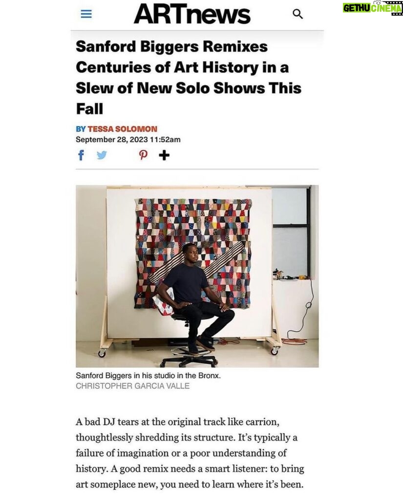 Sanford Biggers Instagram - I’m delighted to share this article from @artnews! A big thanks to ✏️ @tessa.sol, 📸 @christophergarciavalle, and to all of you have come out to support my shows at @moniquemeloche and @marianneboeskygallery these last few weeks 🙏🏿