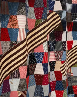 Sanford Biggers Instagram - It’s out! Thank you @wmag @maxinesleep @meghanmarin 🙏🏿🔥

“Back to the Stars” opens this Thursday @moniquemeloche ✨

📸 by @meghanmarin for @wmag 

🖼️Detail of Furrow (2023) @daniel_greer 

#studiosanfordbiggers #quilting #history #moniquemelochegallery