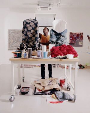 Sanford Biggers Instagram - It’s out! Thank you @wmag @maxinesleep @meghanmarin 🙏🏿🔥

“Back to the Stars” opens this Thursday @moniquemeloche ✨

📸 by @meghanmarin for @wmag 

🖼️Detail of Furrow (2023) @daniel_greer 

#studiosanfordbiggers #quilting #history #moniquemelochegallery