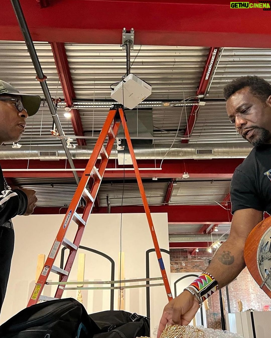 Sanford Biggers Instagram - Time for some โจ๐๐ I am hyped to be part of this amazing project celebrating the imitable trailblazer Sun Ra, and humbled to be included with @moonmedicin @richmedina @visualeyz @jahisundance @guyroutte @martinluthermccoy & @schmtcs_ โExplore the process behind the music and take a look behind the scenes at Moon Medicin. Are you inside their creative realm yet? It's always a pleasure to witness them in action - Sanford Biggers and Moon Medicin in their element, crafting tracks that are as thought-provoking as they are melodious.โ @redhotorg Listen to Nuclear War - The Remixes A Out now -๐ in bio #moonmedicin #martinluther #markhi nes #jahisundance #richmedinamusic #redhot #nuclear war #music #sunra #nuclearwarremix The Moon