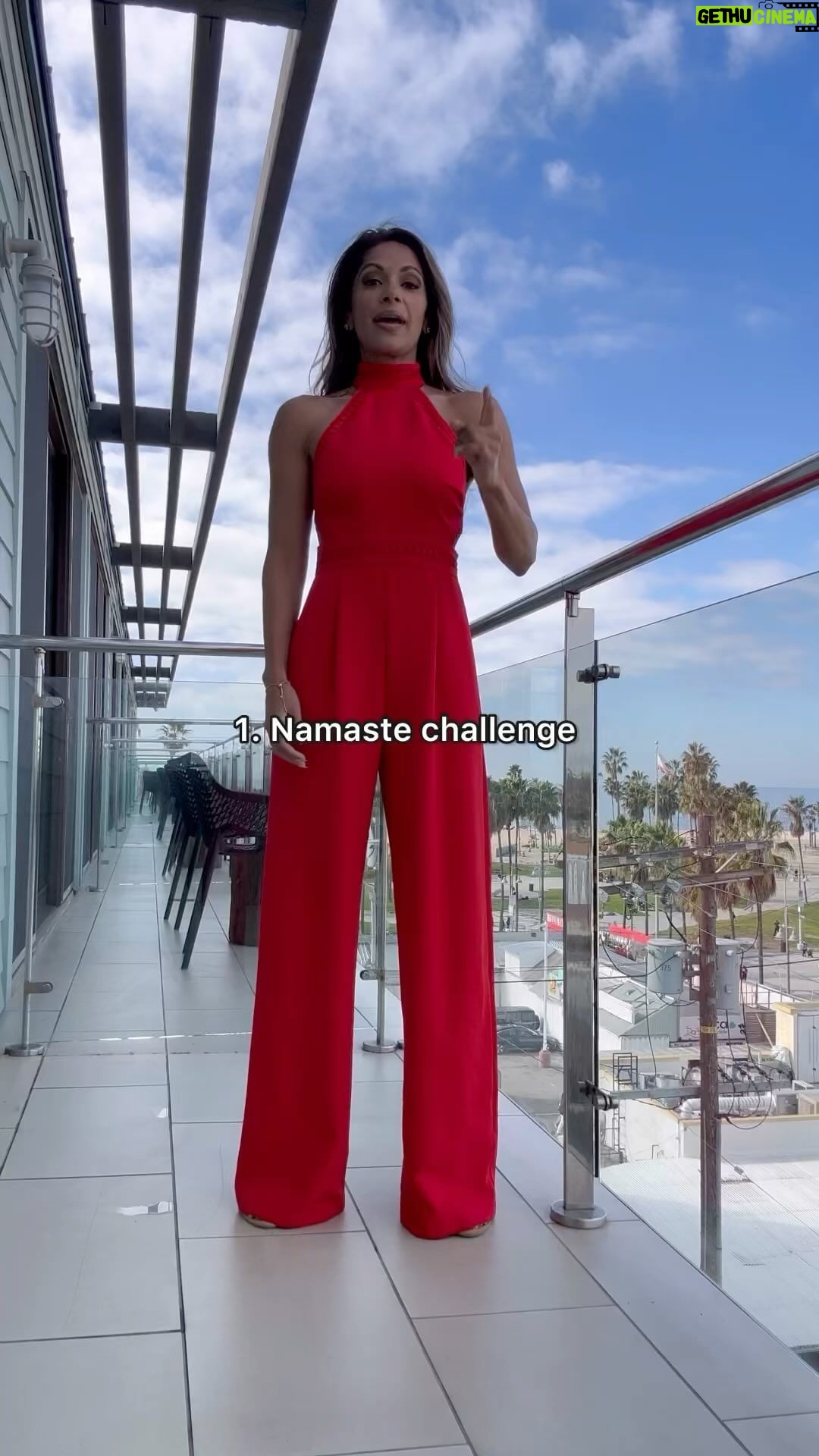 Sangita Patel Instagram - Itβs #FITNESSTUESDAY !!! Challenge 1 or 2? Which one will you try ππ€·π½ββοΈ Namaste challenge OR frog challenge! Schedule is a little crazy so why not do it in a jumpsuit and heels π Love to see your attempts, good luck π₯° #Fitness #MakeItFun #GetMovin #FitnessChallenge #MOTIVATE #Smile #mobility