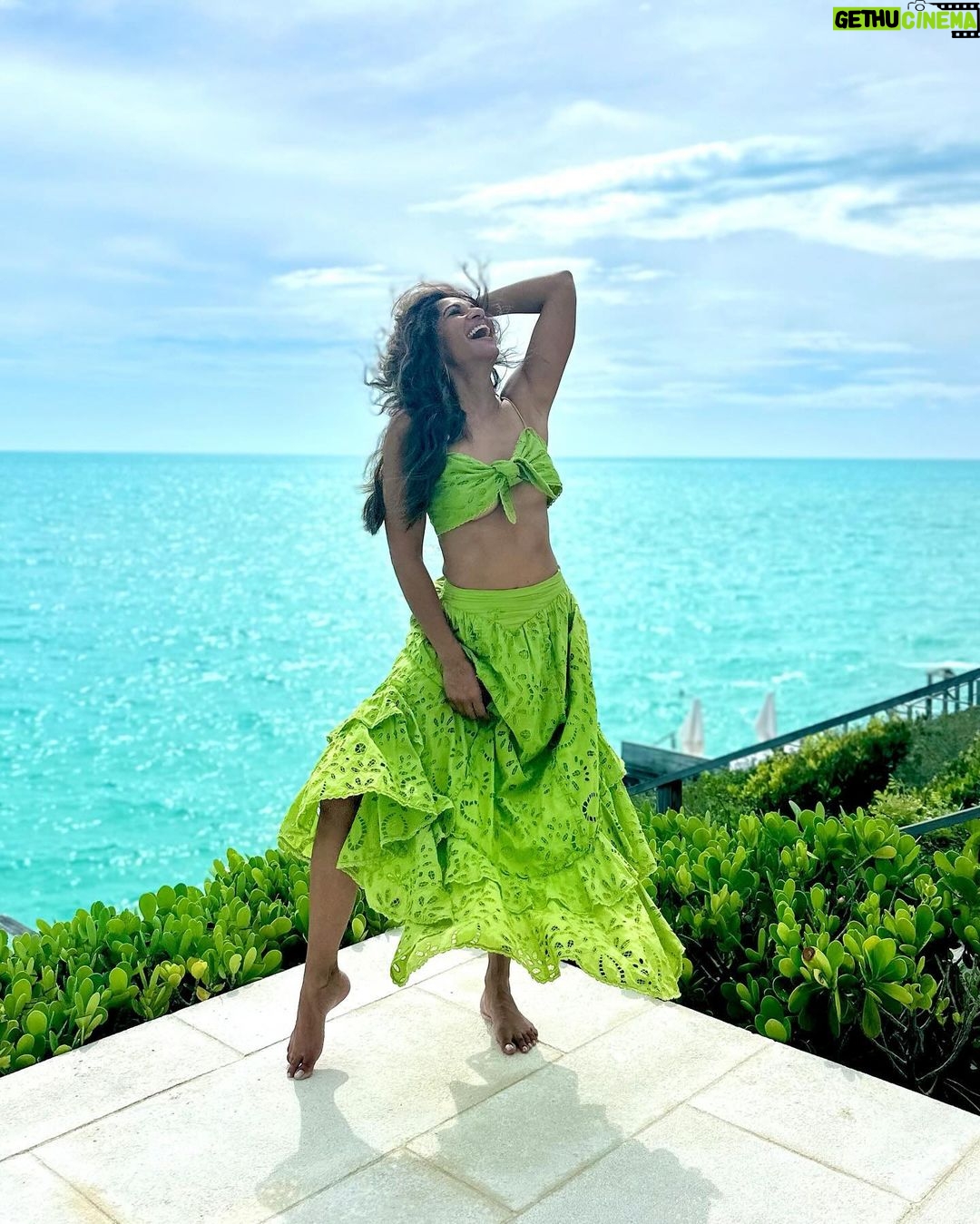 Sangita Patel Instagram - One of my fav Fashion moment 🥰 Pretty awesome we got to get all dressed up for our dinner dates while eating delicious meal that we shared and talking for HOURS, to the point they would say, umm it’s closing time 🥰 It seems we all like dessert! Last few days in Turks and Caicos taking it all at @wymaraturks 🥰 Vibrant dresses from @revelleshop - so fun! #turksAndCaicos #GirlsTrip #MiniVacay Write a caption... Wymara Turks and Caicos