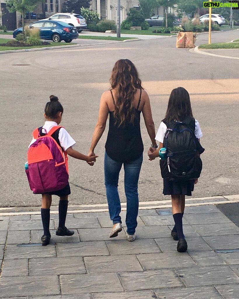 Sangita Patel Instagram - They are growing, I am shrinking 😂 First day of school today in this heat! Stay hydrated :) Ava heads to Gr. 11 and my Shyla off to Gr. 8 ahhhh! Getting all 🥹 looking back at photos…it’s truly an honour to see them become their own ❤️ Oh and umm, I made socks and slippers cool okay 🤦🏽‍♀️😂 #FirstDayOfSchool #BackAtIt #MamaIsSoProud