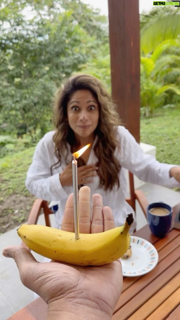 Sangita Patel Instagram - Ha! Candle on a banana 🍌 …brilliant 😂🥳 Love this moment, thanks Sam, it’s perfect in so many ways🥰 Woot woot, first task of the year CELEBRATE my BIRTHDAY 🎉 Today, I’m declaring it as #SangiDay - eat cake everyone 🎂😁 Oh boy, caught me dipping my chips ahoy cookie, making sure it doesn’t break (if you know you know) 😉 It’s been such an adventure with the family in San Ignacio off to San Pedro island, nervous to get on a small propeller plane 🥰 #capricorn #Jan2nd #ItsMyBirthday #Celebrate #Belize #FITNESSTUESDAY next week!