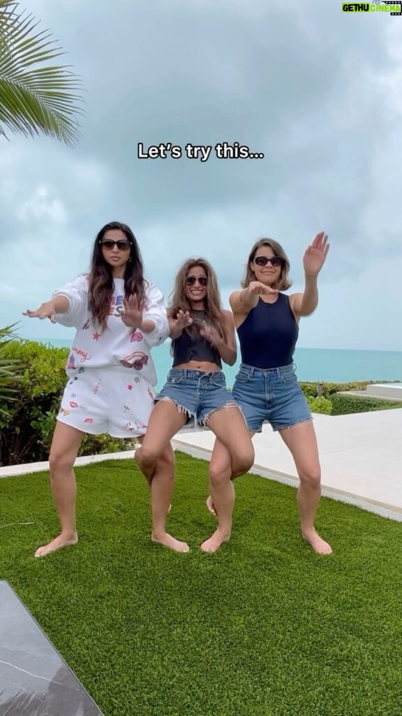 Sangita Patel Instagram - It’s #FITNESSTUESDAY !!! Hey Macarena 😂 First time @morganhoff and @mariachowdhery doing a ‘fitness’ challenge with me. Yes some squatting was involved 🥰 Bloopers are included 😂 #GirlsTrip #MacarenaChallenge #Fitness #vacay (inspired by @gregoriansisters )