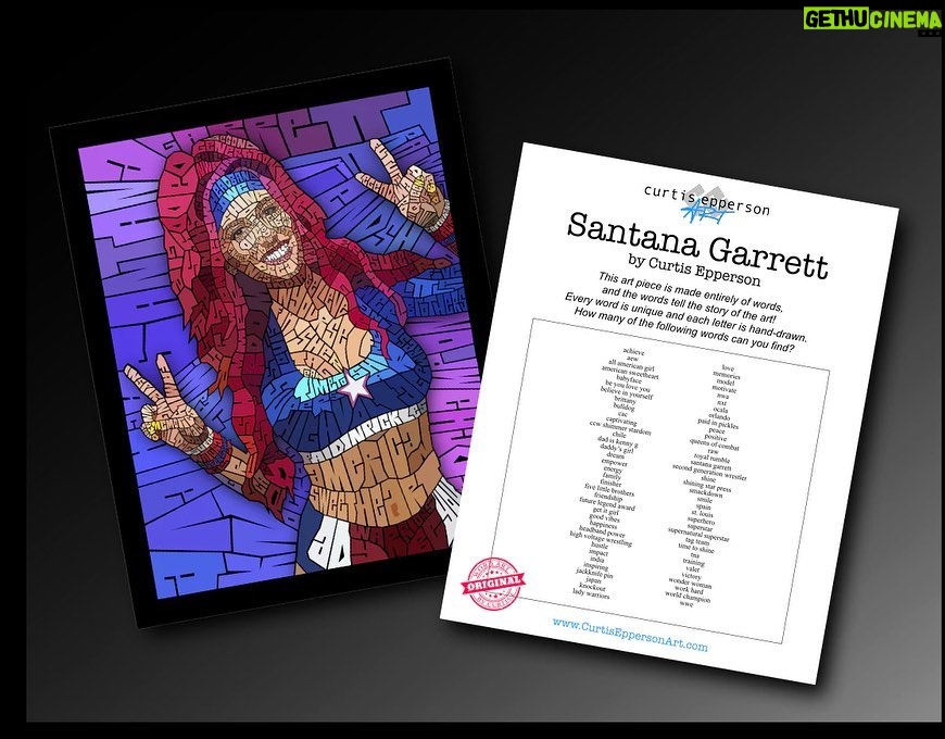 Santana Garrett Instagram - My Image..My Journey..My Career. ✨ 🎨 By the talented @curtiseppersonart *LIMITED* amount of prints available now for only $40. Signed by ME & the Artist. #linkinbio & on my story for the next 24 hours #buynow #limitededition #prints #artist #wordart #prowrestling #mosaic #santanagarrett Orlando, Florida