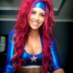 Santana Garrett Instagram - Super Hero Vibes. ❤️💙 . . Who is your FAVORITE super hero of all times?! #cosplay #superhero #wonderwoman #captainAmerica #dc #marvel #costume #batman #superman #spiderman