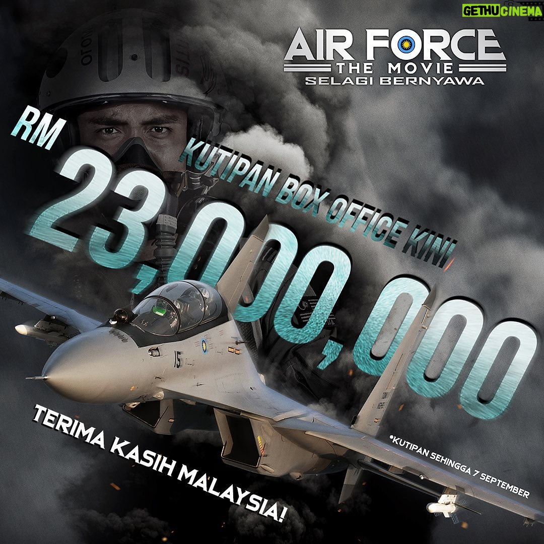 Sara Ali Instagram - RM23 juta untuk #AirForceTheMovie! Terima kasih Malaysia! 🇲🇾 Teruskan berjuang, selagi bernyawa! 💪