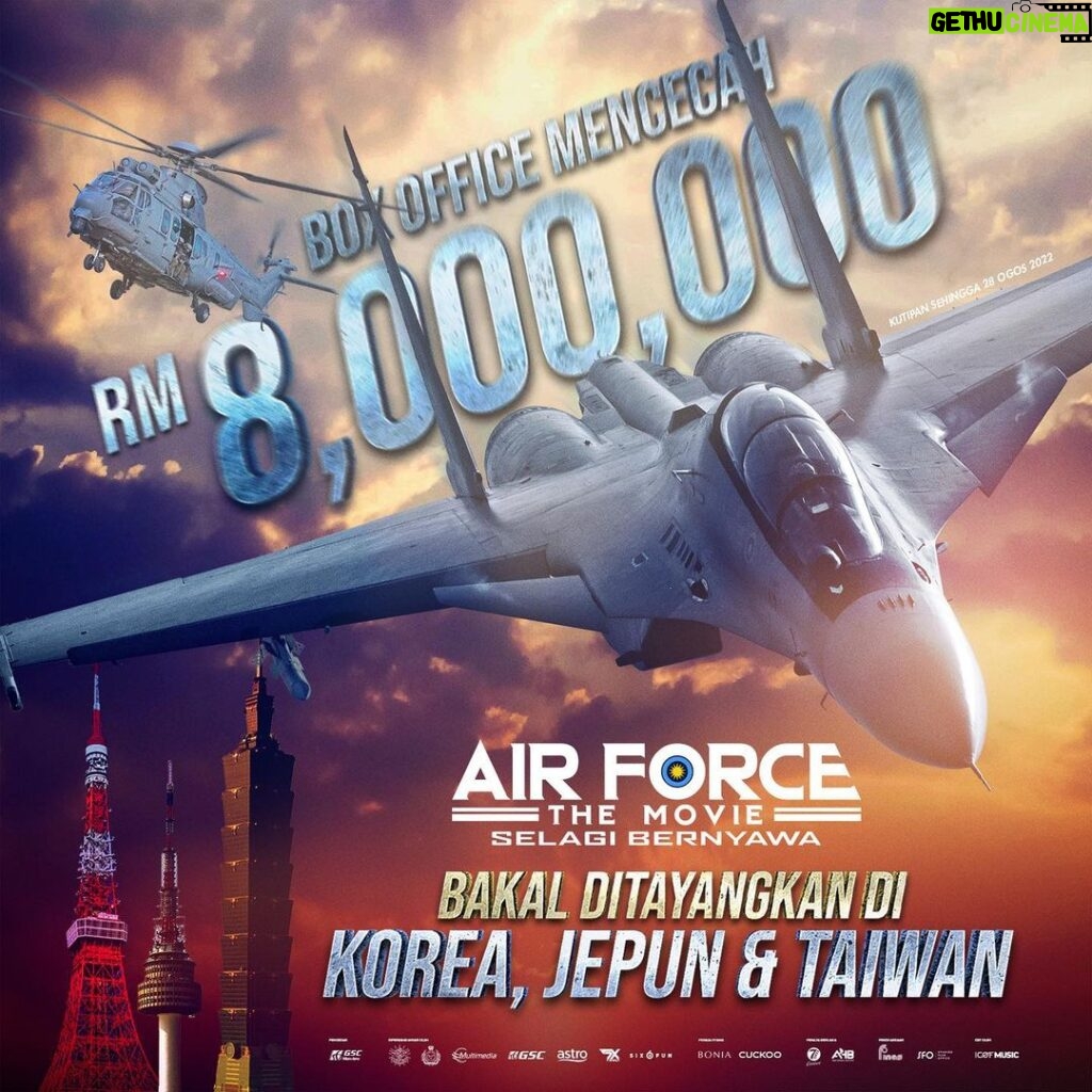 Sara Ali Instagram - Airforce The Movie akan terbang ke Korea, Jepun & Taiwan! Kutipan 4 hari dah cecah 8 juta! Terima Kasih atas sokongan anda semua! 👏🏼🤲🏼🫱🏻‍🫲🏼 #SelagiBernyawa #aksi #militari #patriotik #SapotLokal