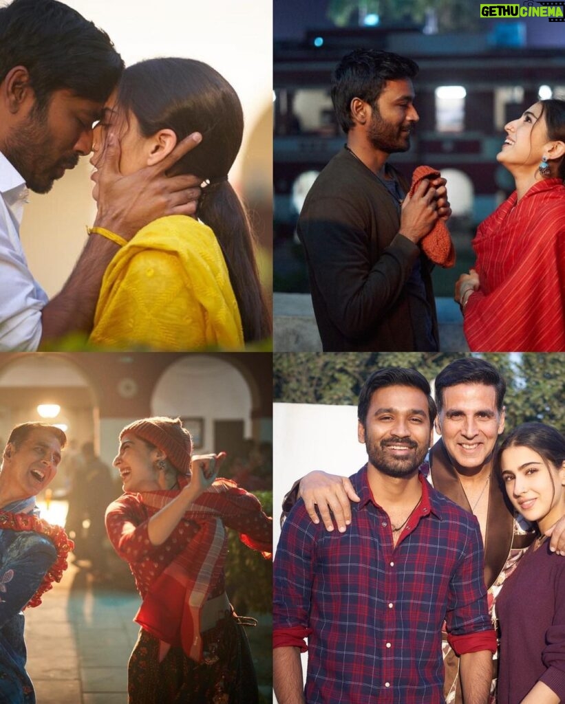 Sara Ali Khan Instagram - 2 years to Atrangi Re 💕💐💚 From before lockdown, in another time 💭 Bihar was Rinkus- she was mine 🫂 So lucky that @dhanushkraja and @akshaykumar sir and I could align 🙌 And make something so special, so divine ☮ 💜 Thank you @aanandlrai for giving us so much love & making us shine ✨