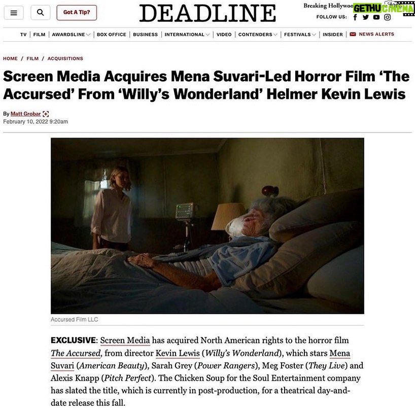 Sarah Grey Instagram - The Accursed is in theatres this fall!! Elly’s hands get a lil bloody in this one🤭 Ps.. I’m obsessed with Meg foster, her eyes shot straight into my soul and I haven’t stopped thinking about her since. @theaccursedmovie @deadline #theaccursed #deadline