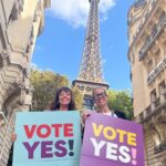 Sarah Wilson Instagram - Today Wiradjuri woman @tara_june_winch and I voted YES at the @australieenfrance in Paris and we felt we were doing something on the GOOD, KIND side of history. Australian embassies are open from today…expats, go forth! Make a party of it. Have lunch after. We did. When we’re not doing democracy, we both try to write books (have you read Tara’s Miles Franklin-winning The Yield yet? or listened to our podcast chat on Wild?) and talk big and late about “it all” in terraces in Paris. Be great, Australia 🇦🇺 Paris, France
