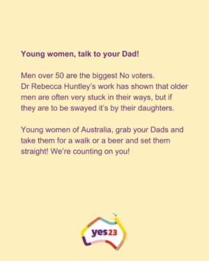 Sarah Wilson Instagram - I’ve written a rant: DON’T JUST VOTE YES, Voice up! The full thing is in bio and stories. 
We need to take down Dutton et al's misinformation campaign. We can’t be a nation that wakes up on Oct 15 to the news that we were duped by lies! 

Link to the full @substackinc  post in stories and bio.
#yes23 @yes23au @f_yes23 #voteyes #yes23