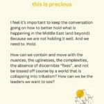 Sarah Wilson Instagram - I wrote a @substackinc post with three philosophical wisdoms for coping better with the Middle East crisis, from Keats, Erich Fromm and Alan Watts. Link in bio and stories. #peace